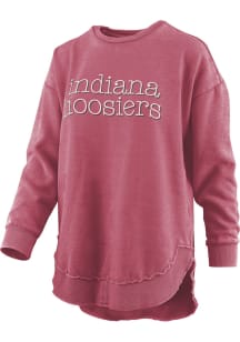 Pressbox Indiana Hoosiers Womens Crimson Burnout Blue Jean Baby Poncho Crew Sweatshirt