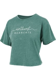 Pressbox Northwest Missouri State Bearcats Womens Green Burnout Valdosta Crop Short Sleeve T-Shirt