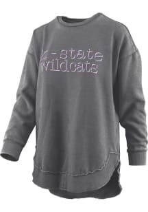 Pressbox K-State Wildcats Womens Black Burnout Blue Jean Baby Poncho Crew Sweatshirt