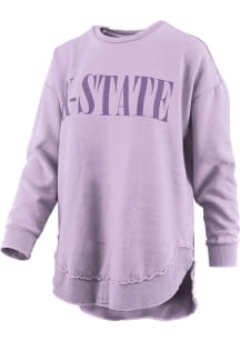 Pressbox K-State Wildcats Womens Lavender Burnout Showtime Poncho Crew Sweatshirt