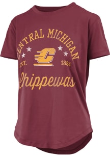 Pressbox Central Michigan Chippewas Womens Maroon Rounded Bottom Jade Short Sleeve T-Shirt