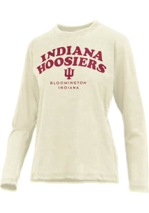 Pressbox Indiana Hoosiers Womens Ivory Vintage Burnout LS Tee