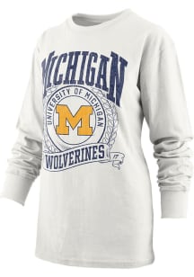 Pressbox Michigan Wolverines Womens White Big Country LS Tee