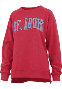 Pressbox St Louis Womens Red Script Crew Sweatshirt
