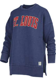 Pressbox St Louis Womens Navy Blue Script Crew Sweatshirt