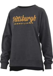 Pressbox Pittsburgh Womens Black Wordmark Design Crew Sweatshirt