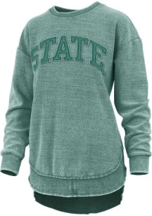 Pressbox Michigan State Spartans Womens Green Ponchoville Crew Sweatshirt