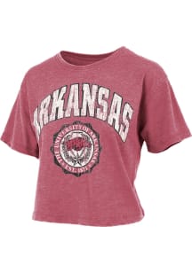 Pressbox Arkansas Razorbacks Womens Crimson Burnout Short Sleeve T-Shirt
