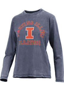 Pressbox Illinois Fighting Illini Womens Navy Blue Polly Classic LS Tee