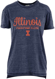 Pressbox Illinois Fighting Illini Womens Navy Blue Boyfriend Short Sleeve T-Shirt