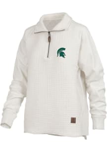 Pressbox Michigan State Spartans Womens Ivory Salem Qtr Zip