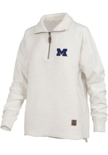 Pressbox Michigan Wolverines Womens Ivory Salem Qtr Zip
