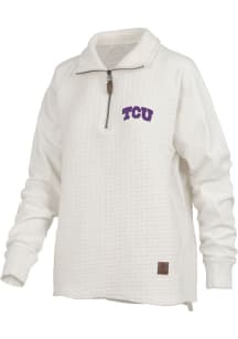 Pressbox TCU Horned Frogs Womens Ivory Salem Qtr Zip
