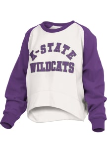 Pressbox K-State Wildcats Womens White Lotus Crew Sweatshirt