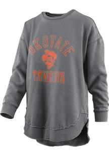 Pressbox Oklahoma State Cowboys Womens Black Poncho Crew Sweatshirt