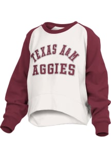 Pressbox Texas A&M Aggies Womens White Lotus Crew Sweatshirt