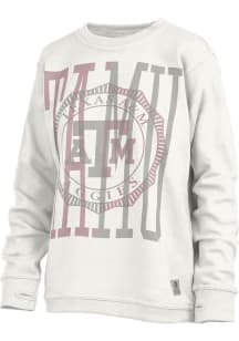 Pressbox Texas A&M Aggies Womens White Shoreline Crew Sweatshirt