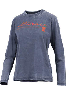 Pressbox Illinois Fighting Illini Womens Navy Blue Polly LS Tee