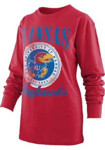 Pressbox Kansas Jayhawks Womens Red Pine LS Tee