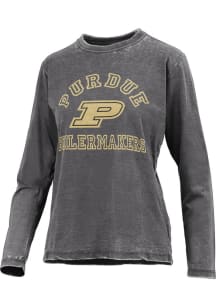 Pressbox Purdue Boilermakers Womens Black Polly LS Tee