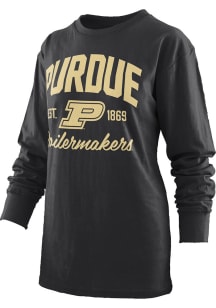Pressbox Purdue Boilermakers Womens Black Pine LS Tee