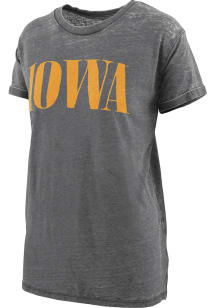 Pressbox Iowa Hawkeyes Womens Black Boyfriend Style Short Sleeve T-Shirt