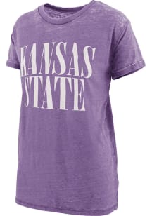 Pressbox K-State Wildcats Womens Purple Boyfriend Wordmark Short Sleeve T-Shirt
