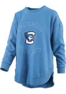 Pressbox Creighton Bluejays Womens Blue Bakersfield Vintage Crew Sweatshirt