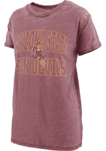 Pressbox Arizona State Sun Devils Womens Maroon Burnout Boyfriend Short Sleeve T-Shirt