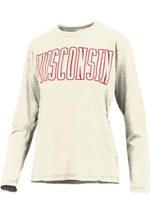 Pressbox Wisconsin Badgers Womens Ivory Vintage LS Tee
