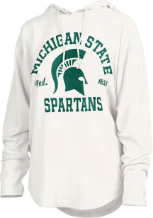 Pressbox Michigan State Spartans Womens White Glitter Hooded Sweatshirt