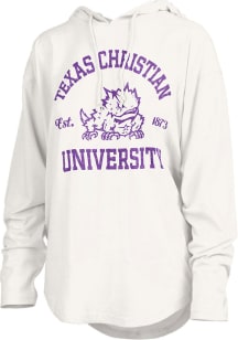 Pressbox TCU Horned Frogs Womens White Glitter Hooded Sweatshirt