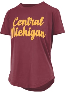 Pressbox Central Michigan Chippewas Womens Maroon Script Sequins Short Sleeve T-Shirt