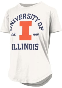 Pressbox Illinois Fighting Illini Womens White Glitter Short Sleeve T-Shirt