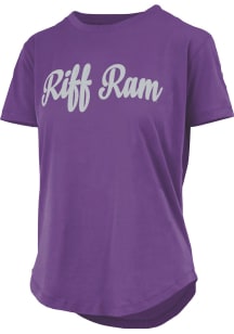 Pressbox TCU Horned Frogs Womens Purple Script Sequins Short Sleeve T-Shirt