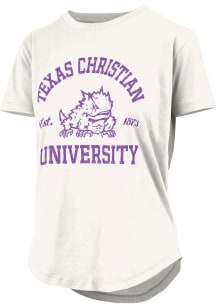 Pressbox TCU Horned Frogs Womens White Glitter Short Sleeve T-Shirt