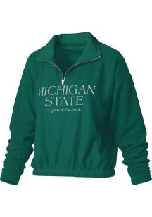Pressbox Michigan State Spartans Womens Green Hannah Qtr Zip