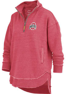 Pressbox Ohio State Buckeyes Womens Red Northfork Sojourn Qtr Zip
