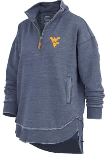 Pressbox West Virginia Mountaineers Womens Navy Blue Northfork Sojourn Qtr Zip