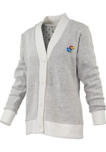 Pressbox Kansas Jayhawks Womens Oatmeal Torrington Long Sleeve Cardigan