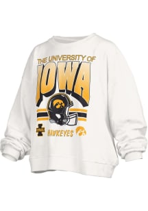 Pressbox Iowa Hawkeyes Womens White Sheffield Janise Crew Sweatshirt