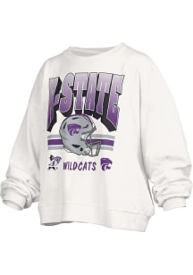 Pressbox K-State Wildcats Womens White Sheffield Janise Crew Sweatshirt