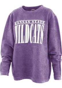 Pressbox K-State Wildcats Womens Purple Holden Corded Crew Sweatshirt