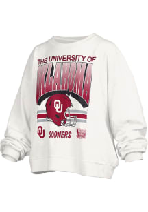 Pressbox Oklahoma Sooners Womens White Sheffield Janise Crew Sweatshirt