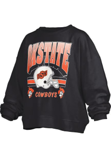 Pressbox Oklahoma State Cowboys Womens Black Sheffield Janise Crew Sweatshirt