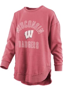 Pressbox Wisconsin Badgers Womens Red Rockford Crew Sweatshirt