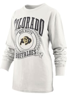 Pressbox Colorado Buffaloes Womens White Big Country LS Tee