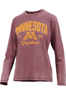 Pressbox Minnesota Golden Gophers Womens Maroon Vintage Burnout LS Tee