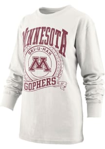 Pressbox Minnesota Golden Gophers Womens White Big Country LS Tee