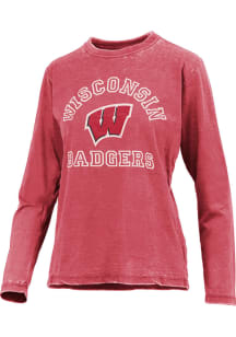 Pressbox Wisconsin Badgers Womens Red Selena LS Tee